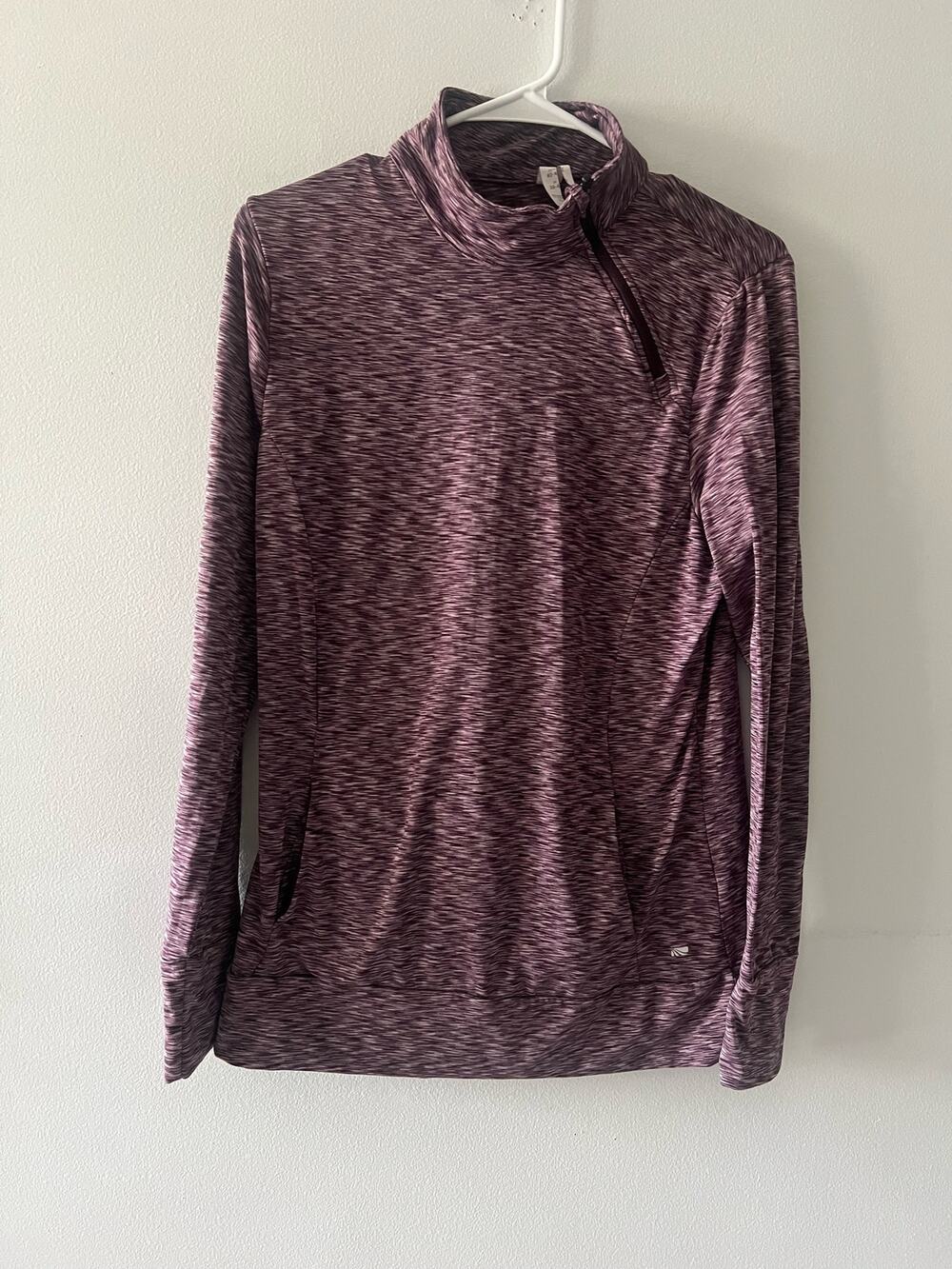 Marika Top Women's Medium Purple Mock Neck Long Sleeve Athleisure Activewear